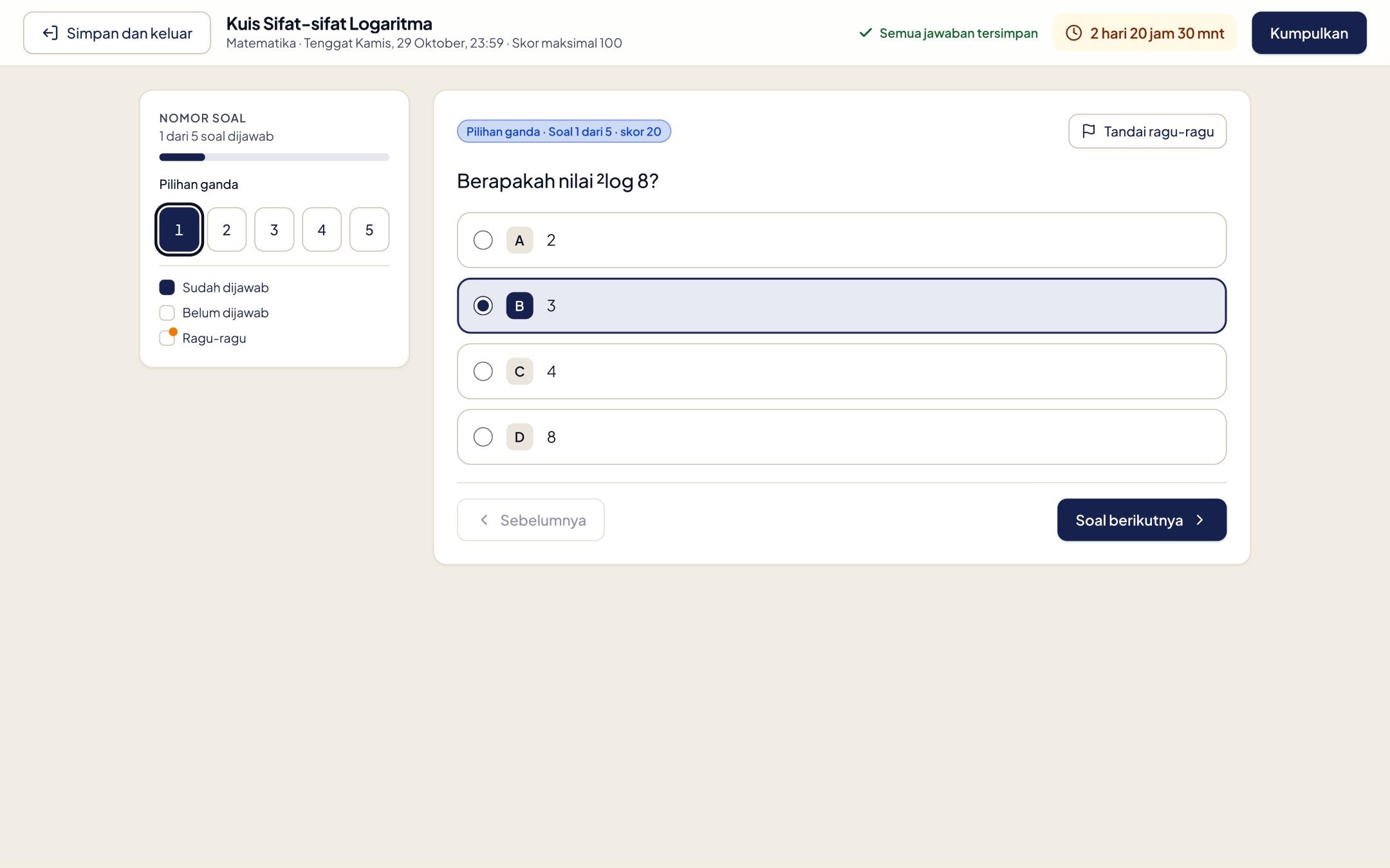 Ujian formatif dengan soal pilihan ganda
